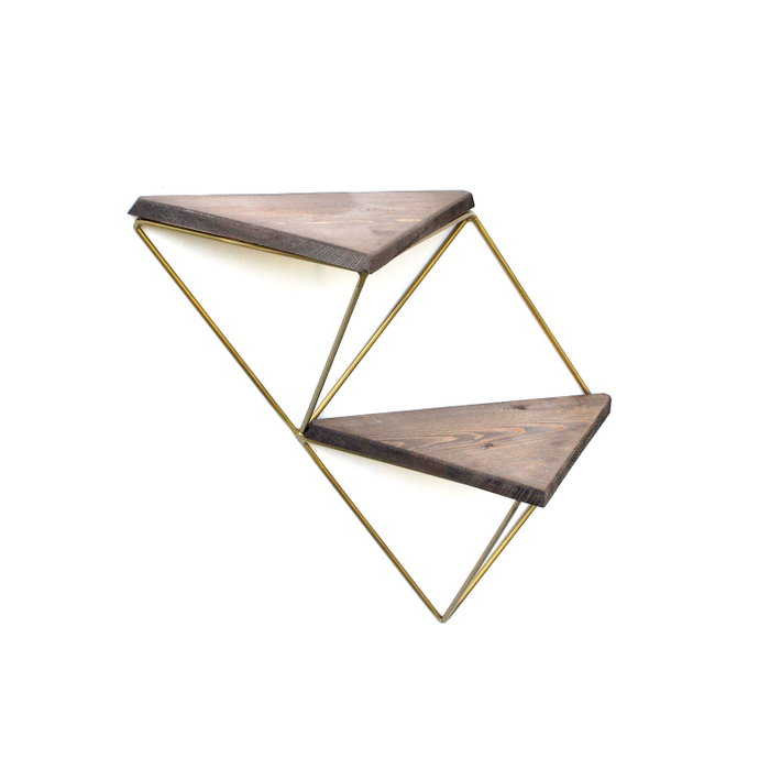 Hanah Home Wr075 Estantería de Pared de Madera Maciza Nogal y Dorado Hanah Home Wr075 Estantería de Pared de Madera Maciza Nogal y Dorado